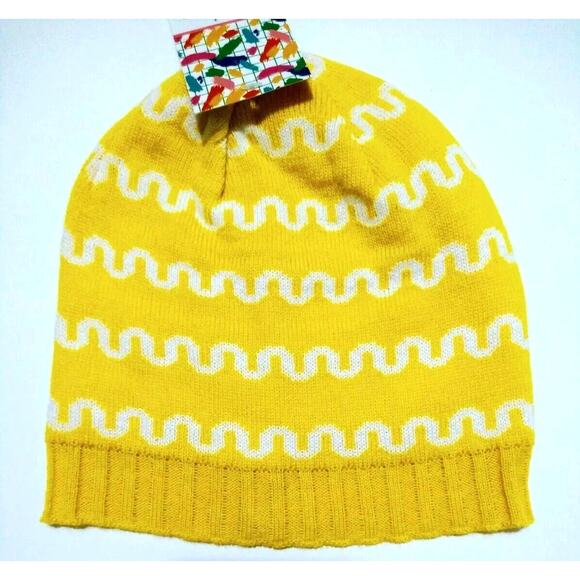 Kids Knit Beanie Yellow & White Lightweight Warmth Fall Winter Hat Unisex 4-6X - Picture 3 of 3